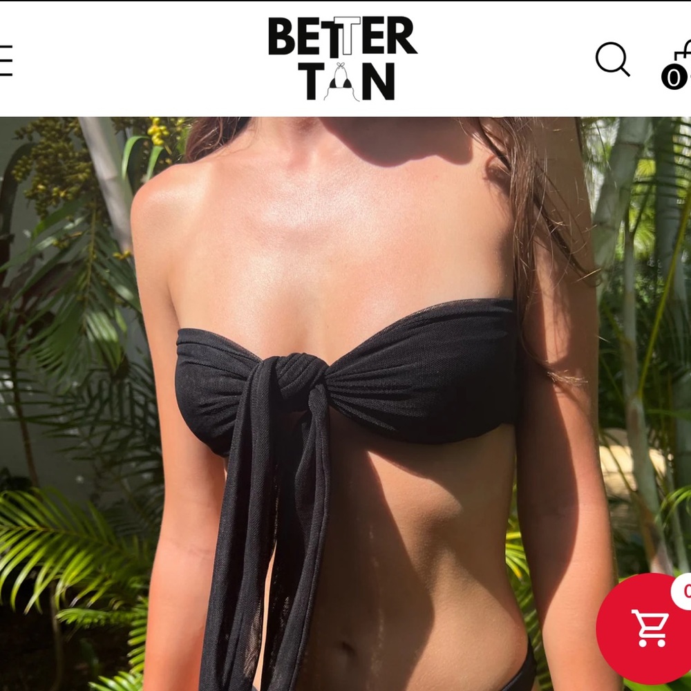 Black Tie Bikini Top and Bottom—tan through